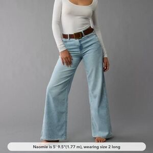 NWT 14 Curvy American Eagle Dreamy Drape Super High-Rise Baggy Wide Leg Jeans